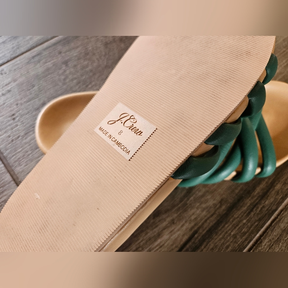 J. Crew Green Teal Strappy Slide Sandals - Picture 3 of 4